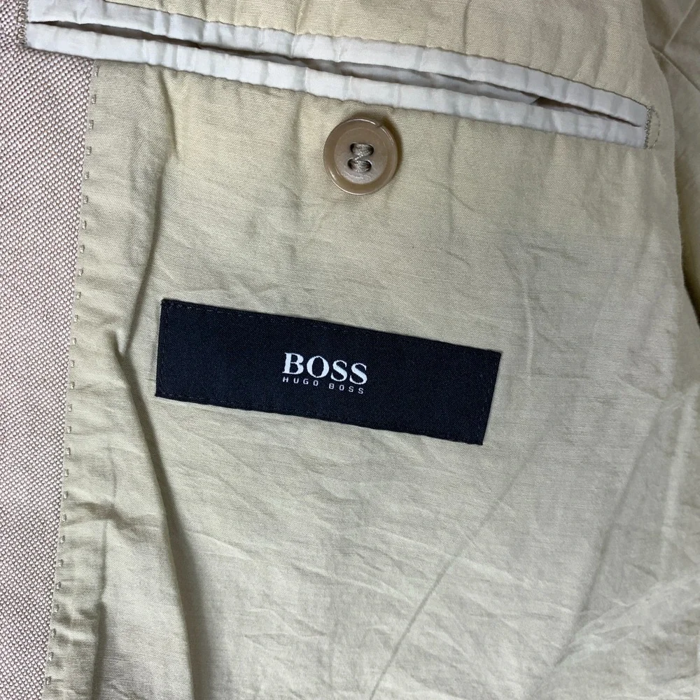 Hugo‎ Boss Blazer Mens 46R Khaki Tan 100% Cotton Summer Sports Coat Preppy